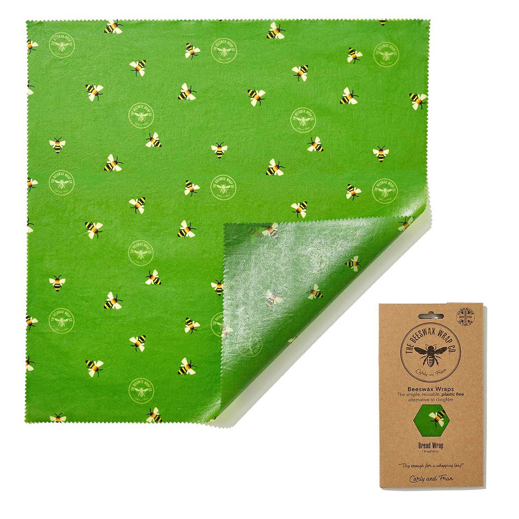 Reusable Beeswax Food Wraps - Bread Wrap Pack. Green Bees Design. Zero Waste. Eco friendly. Natural.