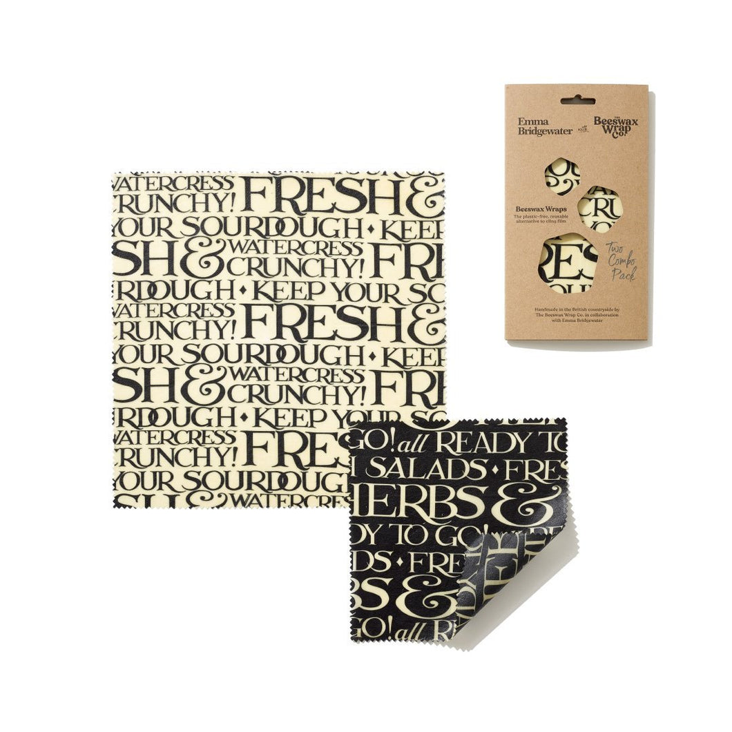 Emma Bridgewater Reusable Beeswax Food Wraps - Two Combo Pack. Zero Waste. Eco friendly. Natural.
